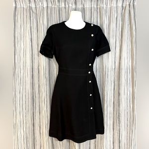Gucci black side logo pearl button shirt sleeve dress.